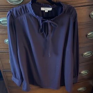 LOFT Plus Women's Plum Blouse with Tie Neck